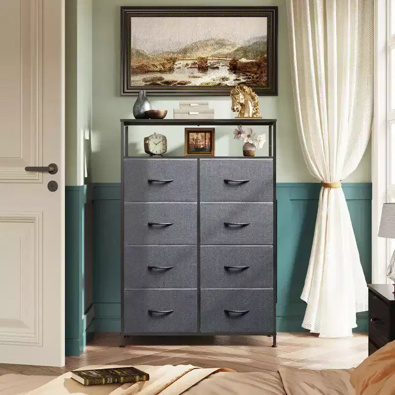 DEXYLLO Fabric Dresser 8 Drawers, Tall Storage Chest Tower for Bedroom, Closet, Living Room, Hallway, Space-Saving Organizer Unit