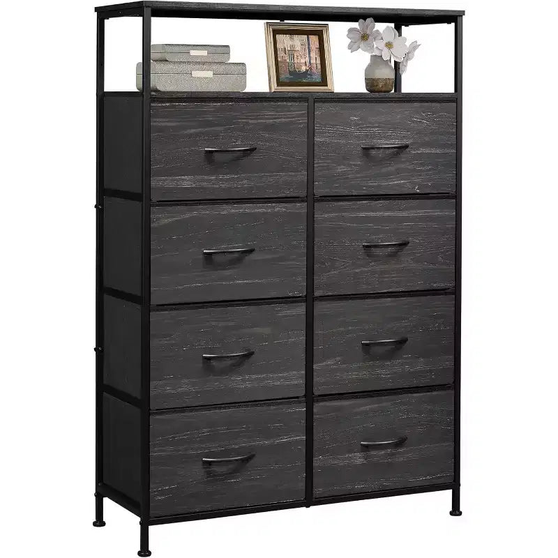 DEXYLLO Fabric Dresser 8 Drawers, Tall Storage Chest Tower for Bedroom, Closet, Living Room, Hallway, Space-Saving Organizer Unit