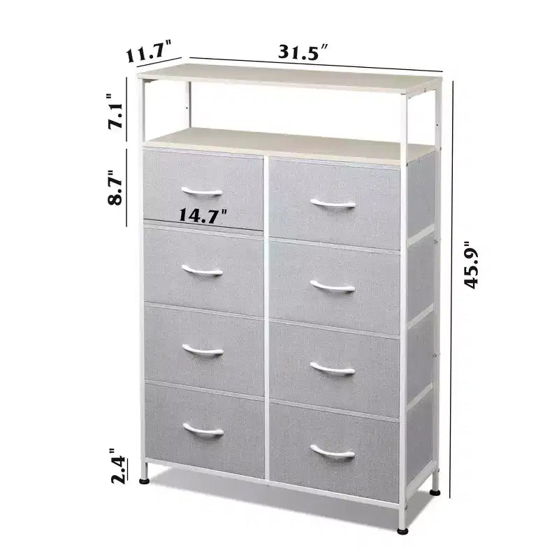 DEXYLLO Fabric Dresser 8 Drawers, Tall Storage Chest Tower for Bedroom, Closet, Living Room, Hallway, Space-Saving Organizer Unit