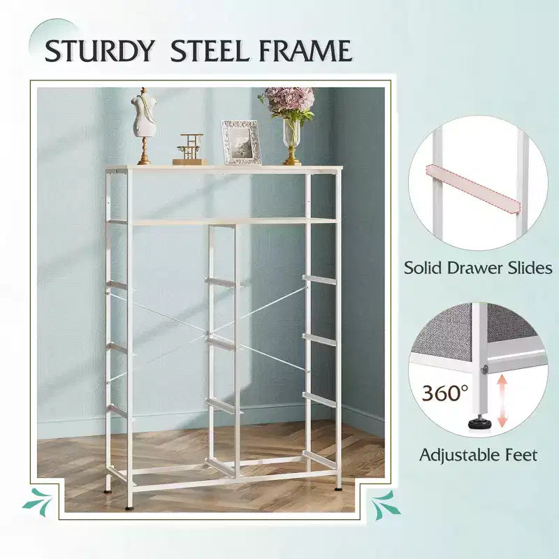 DEXYLLO Fabric Dresser 8 Drawers, Tall Storage Chest Tower for Bedroom, Closet, Living Room, Hallway, Space-Saving Organizer Unit