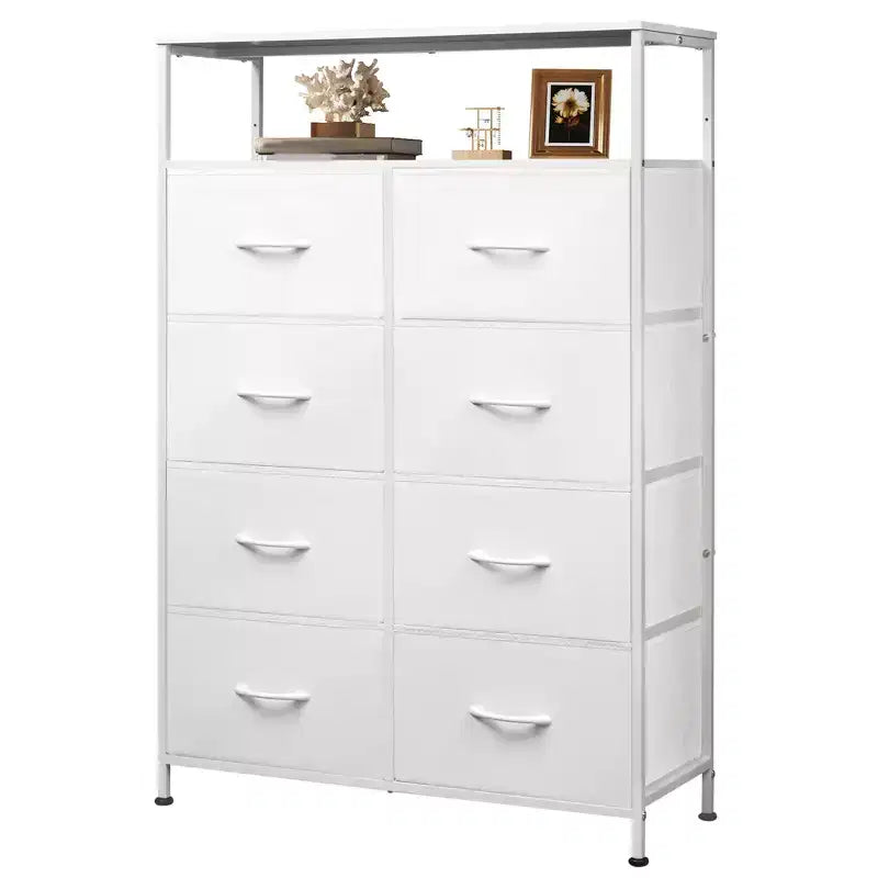 DEXYLLO Fabric Dresser 8 Drawers, Tall Storage Chest Tower for Bedroom, Closet, Living Room, Hallway, Space-Saving Organizer Unit