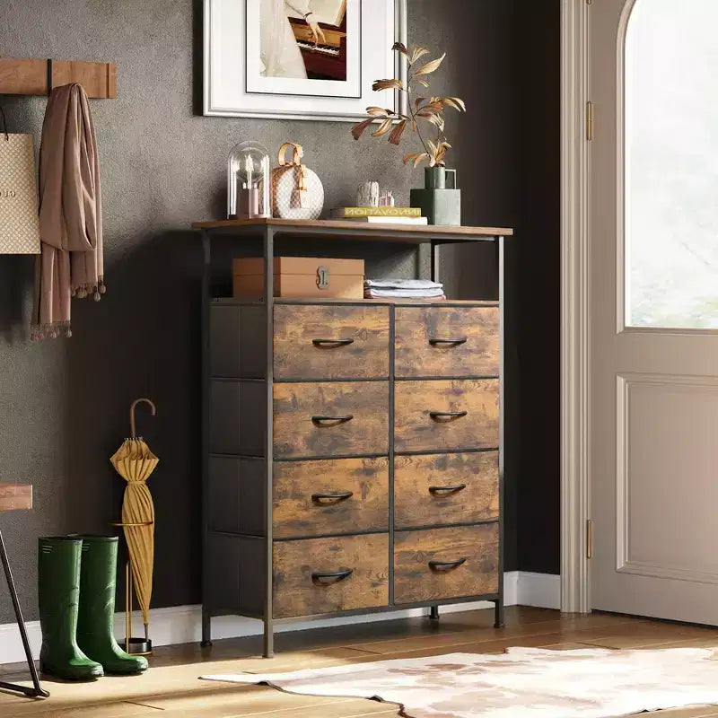 DEXYLLO Fabric Dresser 8 Drawers, Tall Storage Chest Tower for Bedroom, Closet, Living Room, Hallway, Space-Saving Organizer Unit