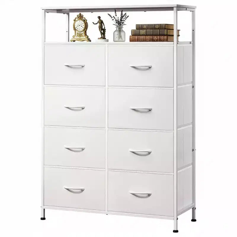DEXYLLO Fabric Dresser 8 Drawers, Tall Storage Chest Tower for Bedroom, Closet, Living Room, Hallway, Space-Saving Organizer Unit