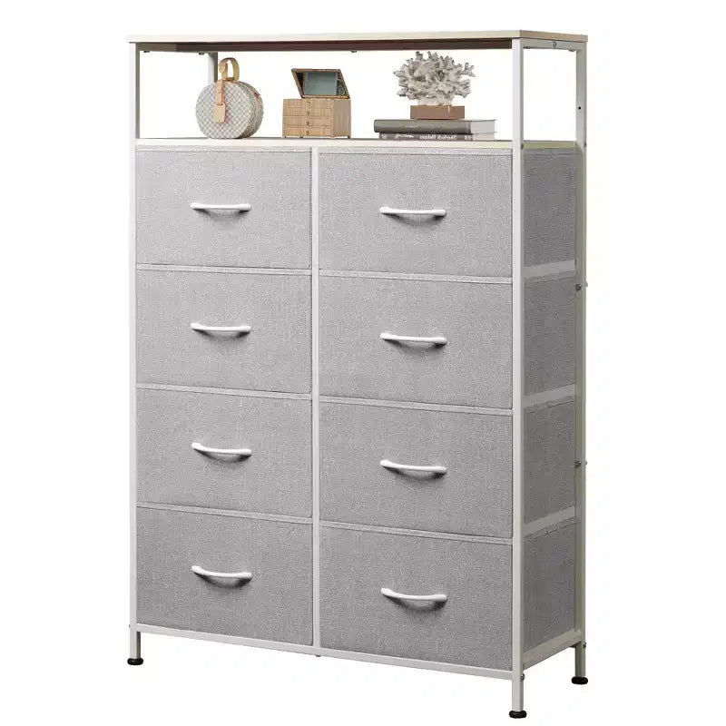 DEXYLLO Fabric Dresser 8 Drawers, Tall Storage Chest Tower for Bedroom, Closet, Living Room, Hallway, Space-Saving Organizer Unit