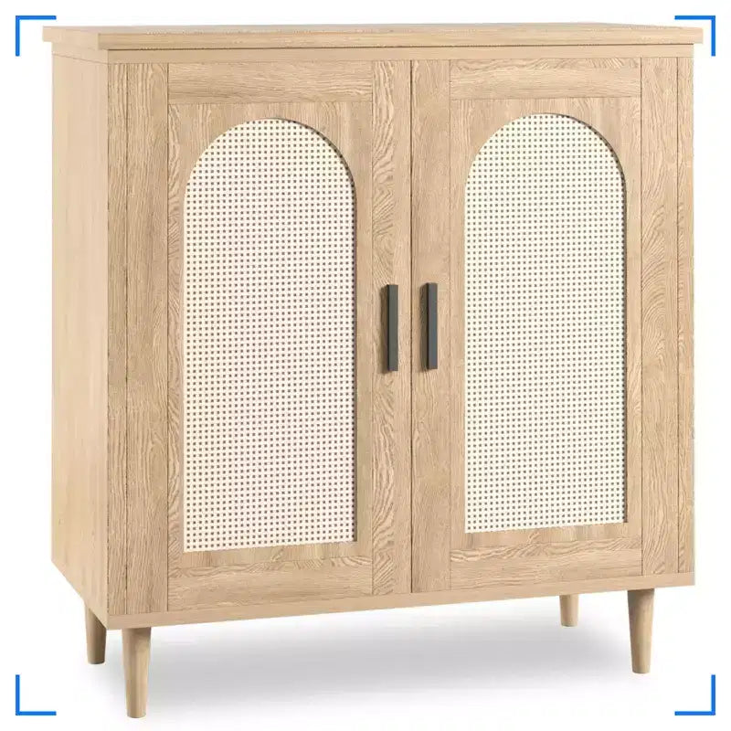 Rattan Buffet Cabinet with Storage, 30.51 Accent Console Table, Adjustable Shelves, Compact Sideboard for Entryway, Dining Room, & Kitchen