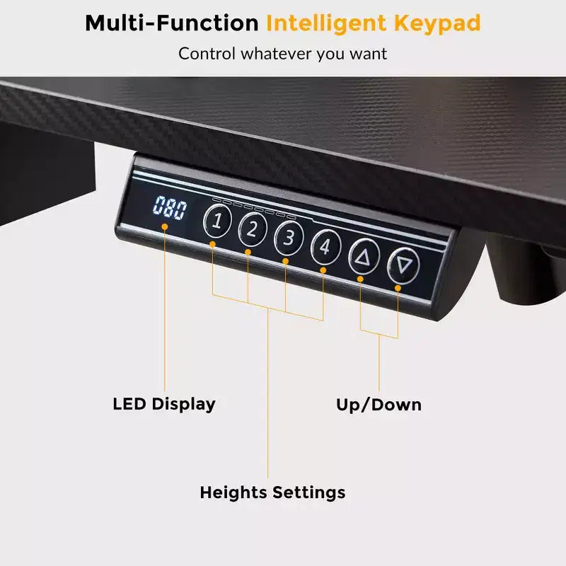 60 L-Shaped Corner Gaming Desk with 2 Drawers, Electric Standing Desk with Power Outlets & LED Lighting