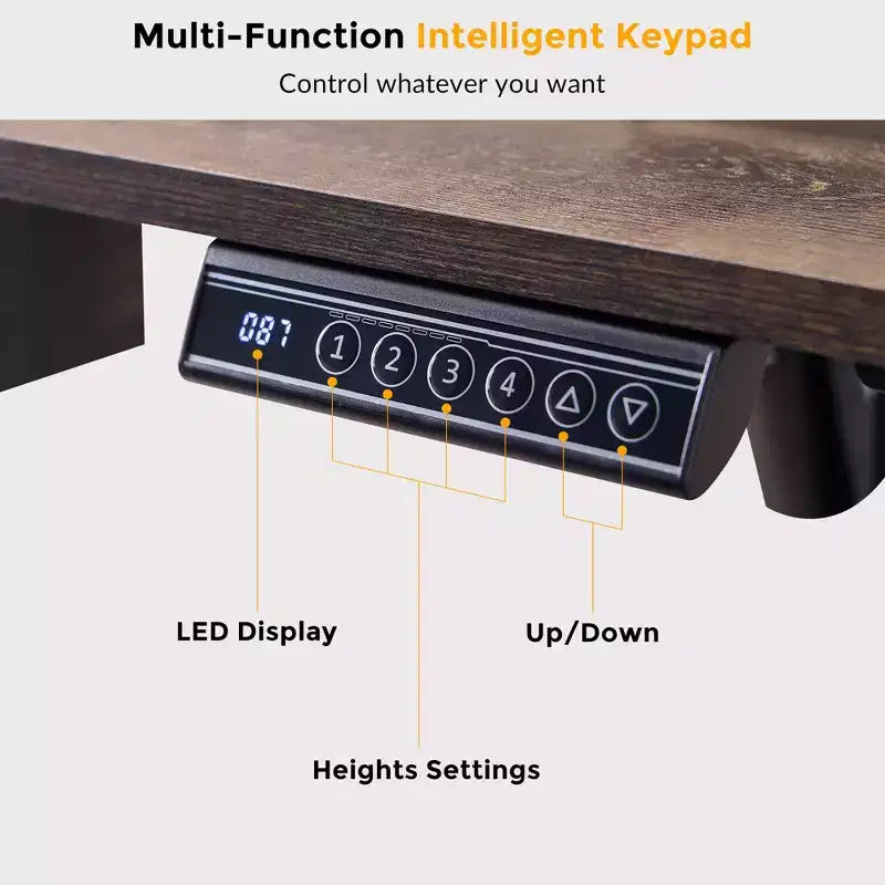 60 L-Shaped Corner Gaming Desk with 2 Drawers, Electric Standing Desk with Power Outlets & LED Lighting