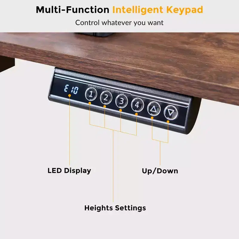 60 L-Shaped Corner Gaming Desk with 2 Drawers, Electric Standing Desk with Power Outlets & LED Lighting
