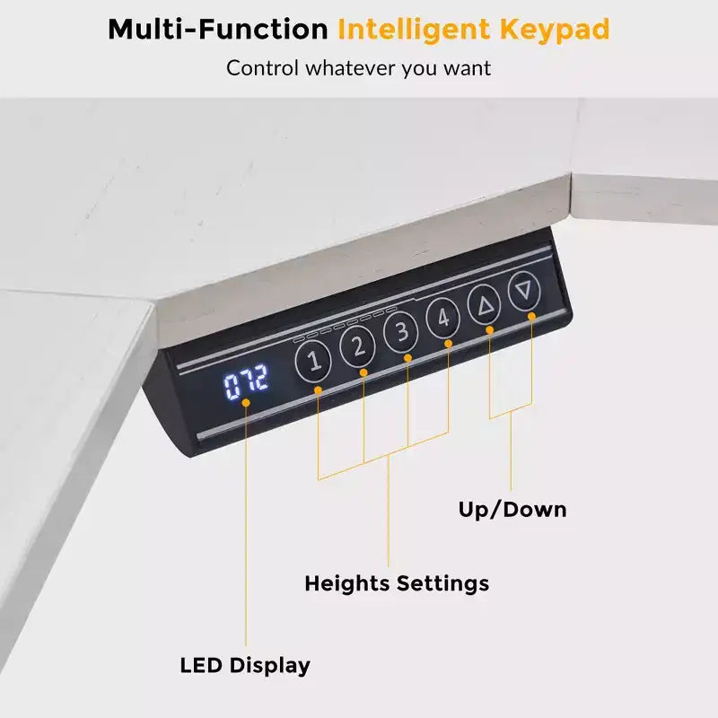 60 L-Shaped Corner Gaming Desk with 2 Drawers, Electric Standing Desk with Power Outlets & LED Lighting