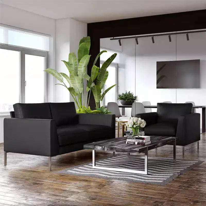 BRIDGEPORT Monroe Sofa, Black Faux Leather