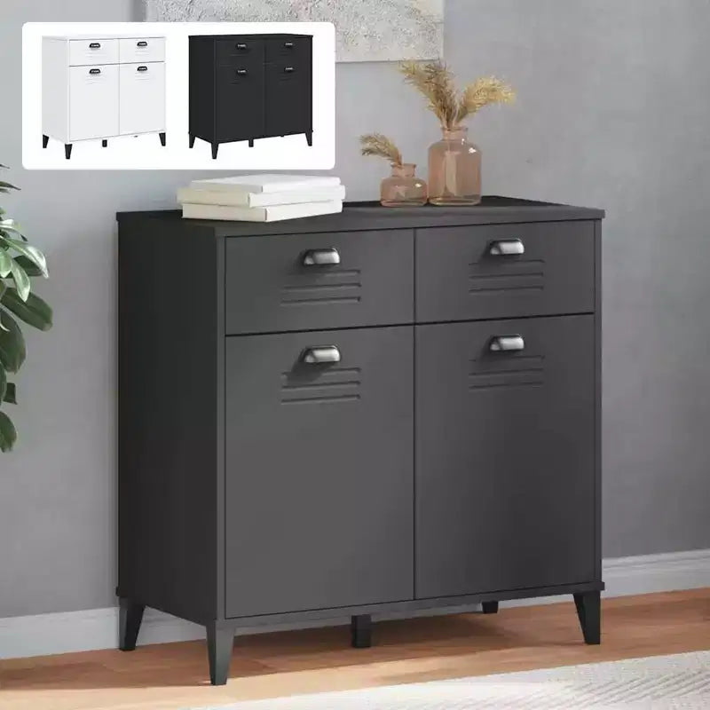 vidaXL Sideboard Storage Side Cabinet Living Room Furniture Solid Wood Pine, with 2 Drawers