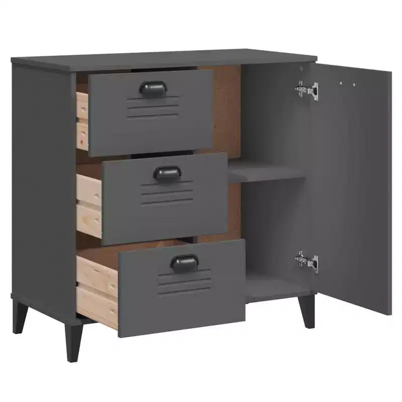 vidaXL Sideboard Storage Side Cabinet Living Room Furniture Solid Wood Pine, with 2 Drawers