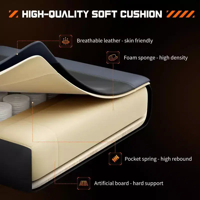 Video Game Desk Chair - Ergonomic Computer with Footrest and Comfy Lumbar Support, PU Leather Recliner with Headrest, Fixed Up Armrest