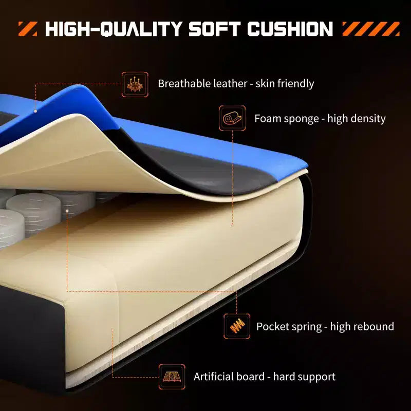 Video Game Desk Chair - Ergonomic Computer with Footrest and Comfy Lumbar Support, PU Leather Recliner with Headrest, Fixed Up Armrest