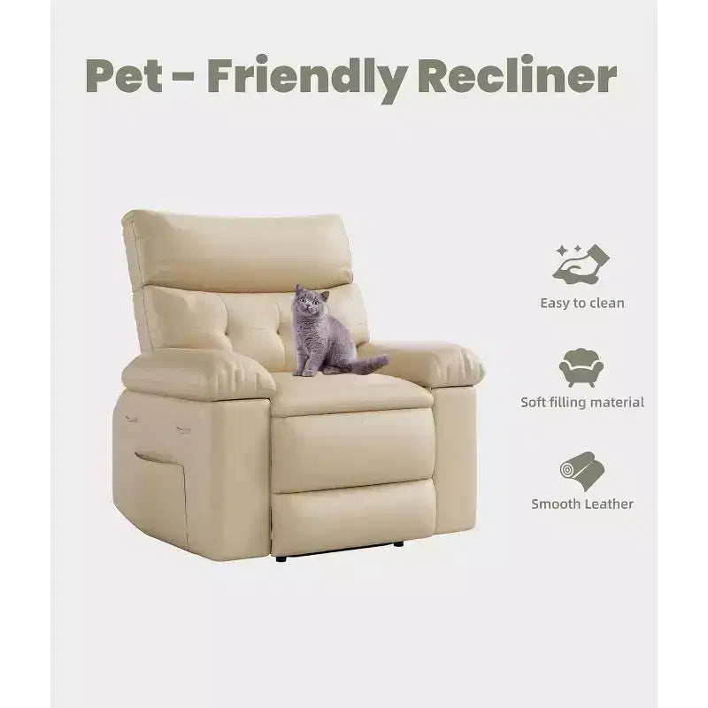 Oversized Recliner Chair for Adults - 360 Swivel Rocker Recliner with PU Leather, Manual Recline Mechanism, for Living Room/Home Theater