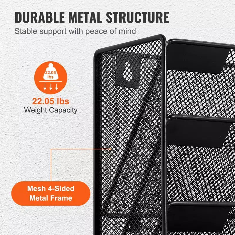 VEVOR File Wall Rack,One-Piece 10 Pockets Mesh Wall File Holder,Wall Mounted Magazine Mail Paper & Document Storage Folder,Metal Wall File Organizer