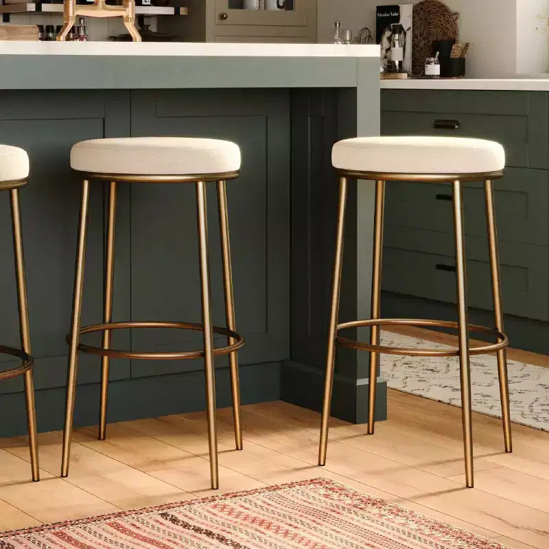 Maven Lane Stella Backless Metal Bar Stool with Fabric Upholstered Seat 31
