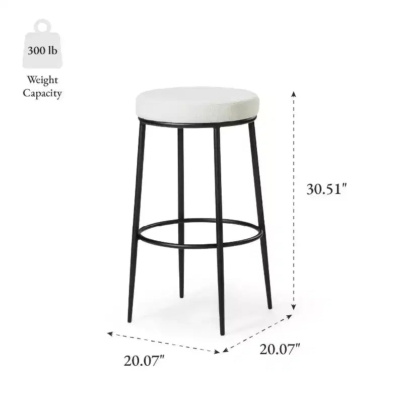Maven Lane Stella Backless Metal Bar Stool with Fabric Upholstered Seat 31