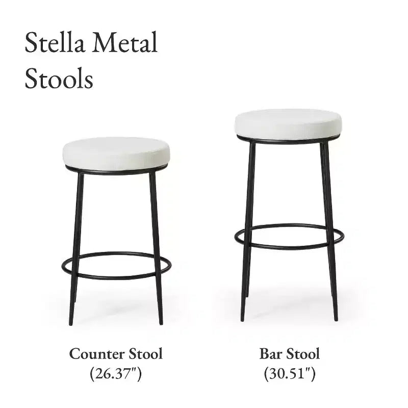 Maven Lane Stella Backless Metal Bar Stool with Fabric Upholstered Seat 31