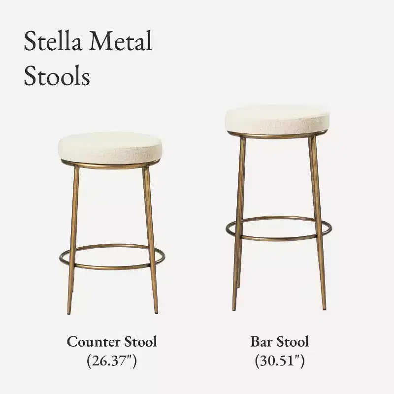 Maven Lane Stella Backless Metal Bar Stool with Fabric Upholstered Seat 31