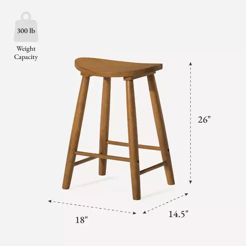 Maven Lane Luna Backless Wooden Kitchen Counter Stool 26