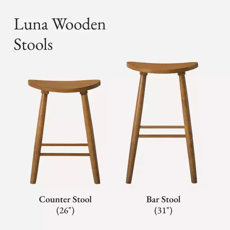 Maven Lane Luna Backless Wooden Kitchen Counter Stool 26
