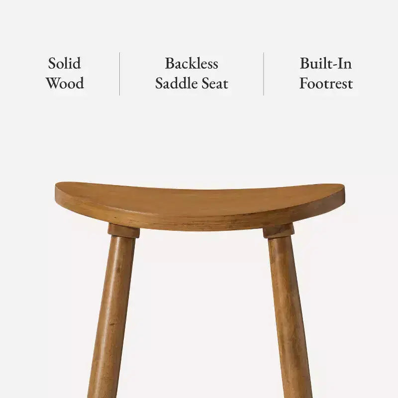 Maven Lane Luna Backless Wooden Kitchen Counter Stool 26