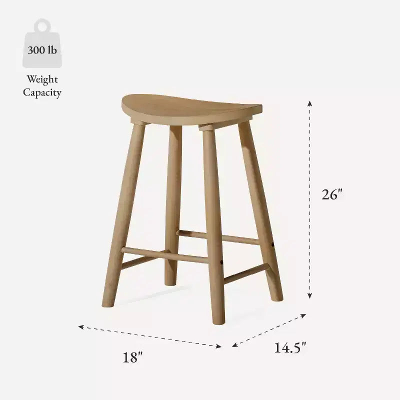 Maven Lane Luna Backless Wooden Kitchen Counter Stool 26