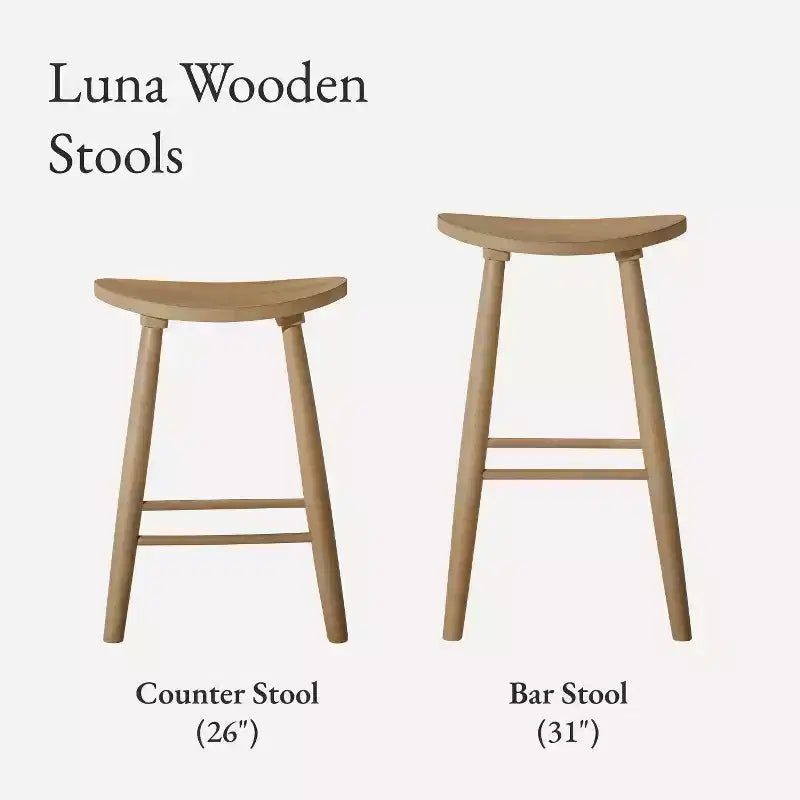 Maven Lane Luna Backless Wooden Kitchen Counter Stool 26