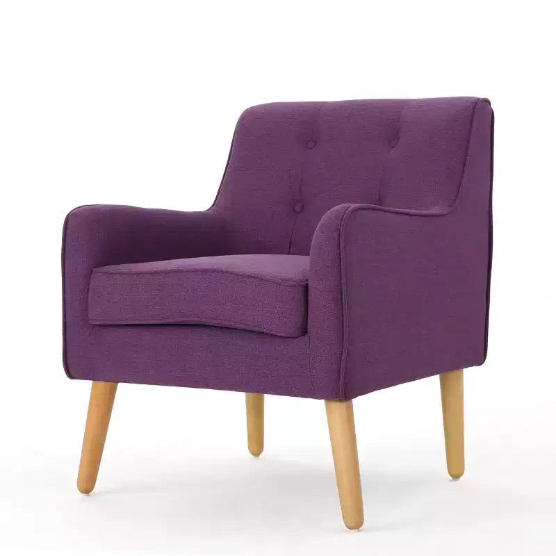 Okak Fabric Accent Chair Button-Tufted Club Chair with Comfy Upholstered Elegant Armchair with Birch Wood Legs for Living Room Bedroom