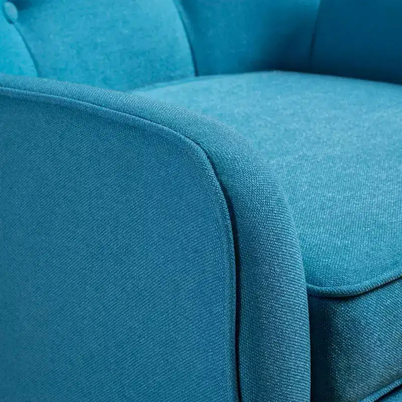 Okak Fabric Accent Chair Button-Tufted Club Chair with Comfy Upholstered Elegant Armchair with Birch Wood Legs for Living Room Bedroom