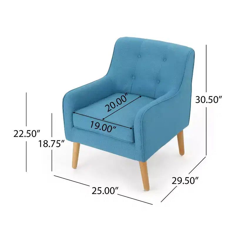 Okak Fabric Accent Chair Button-Tufted Club Chair with Comfy Upholstered Elegant Armchair with Birch Wood Legs for Living Room Bedroom