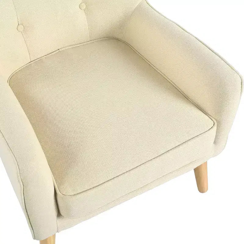 Okak Fabric Accent Chair Button-Tufted Club Chair with Comfy Upholstered Elegant Armchair with Birch Wood Legs for Living Room Bedroom