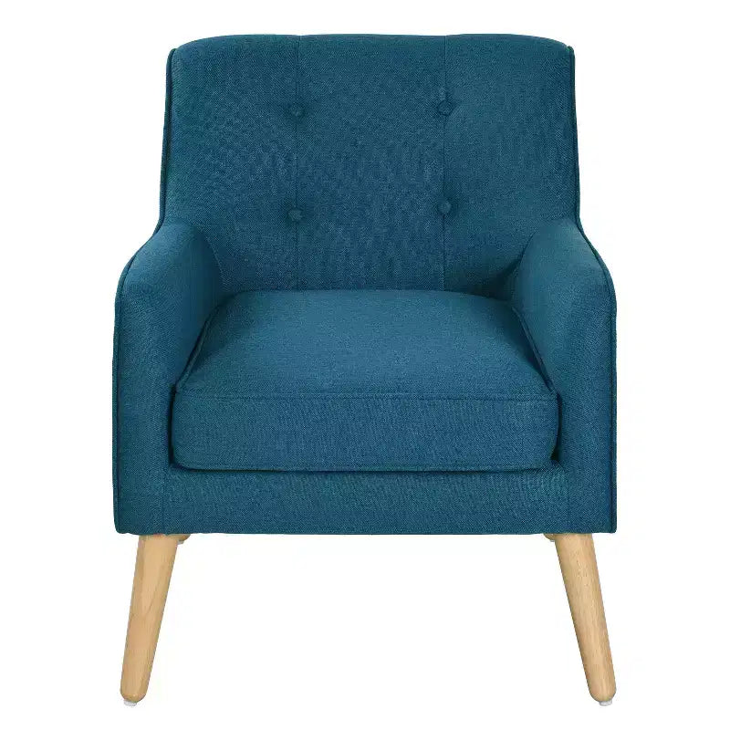 Okak Fabric Accent Chair Button-Tufted Club Chair with Comfy Upholstered Elegant Armchair with Birch Wood Legs for Living Room Bedroom