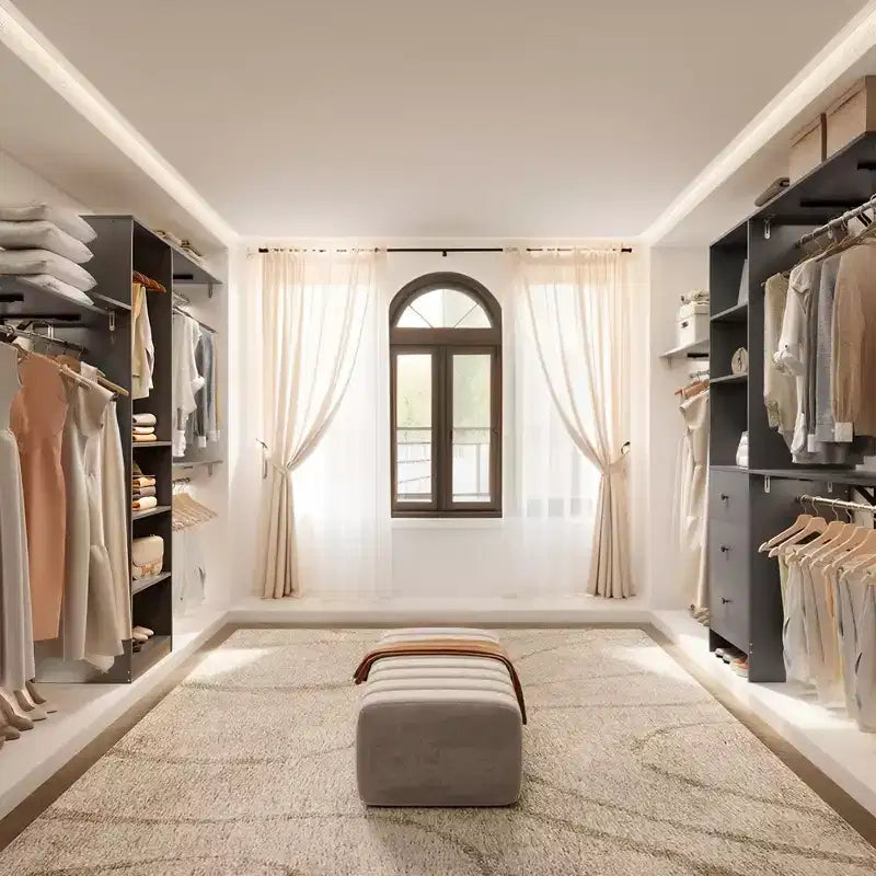 Organizzatore Armadio in Legno Grigio 96x16x75 per Carichi Pesanti - 4 Aste & 5 Ripiani, Adatto a Spazi di 1,5-3 m