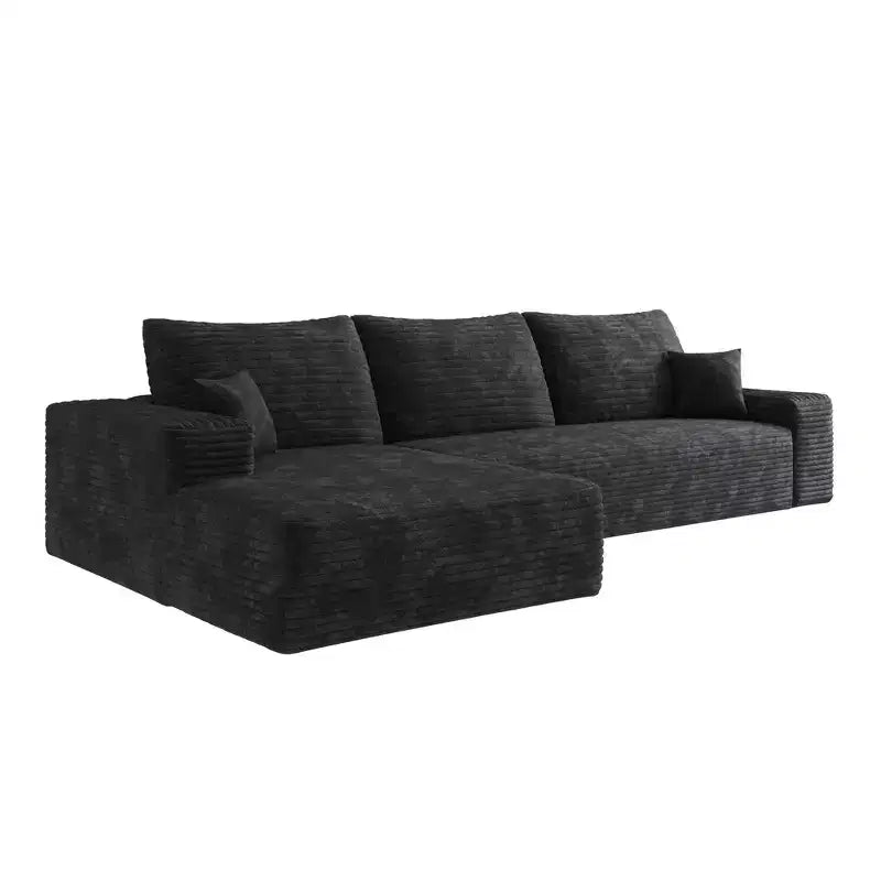 MAYEERTY 107 Cloud L-Shape Sofa - 107 L-Shape, Corduroy, Deep Seat, No Assembly, for Living Room/Bedroom