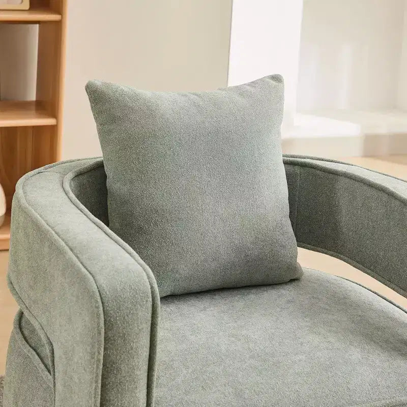 Okak 360 Swivel Accent Chair with Weathered Wood Base,Modern Open Back Armchair for Living Room,Bedroom