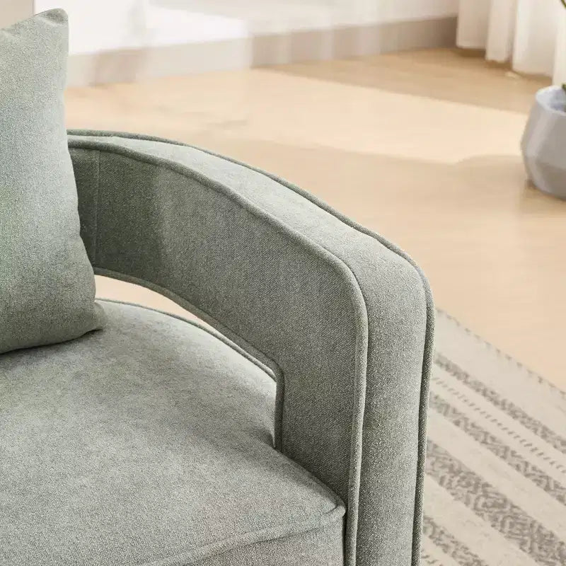 Okak 360 Swivel Accent Chair with Weathered Wood Base,Modern Open Back Armchair for Living Room,Bedroom