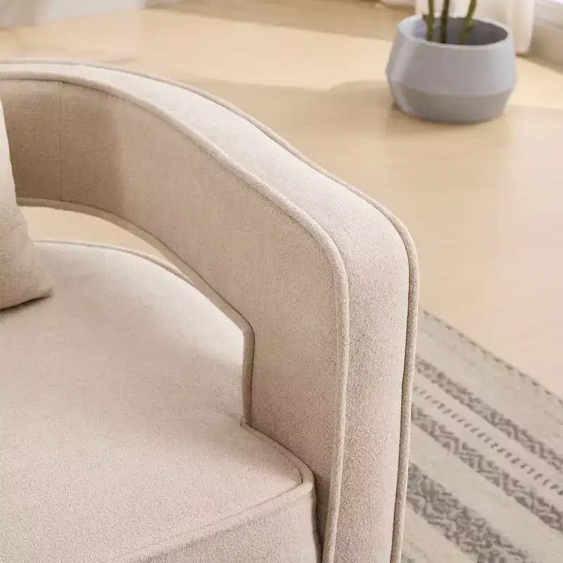 Okak 360 Swivel Accent Chair with Weathered Wood Base,Modern Open Back Armchair for Living Room,Bedroom