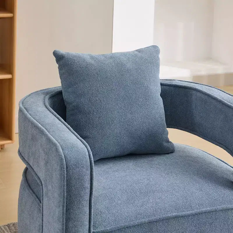 Okak 360 Swivel Accent Chair with Weathered Wood Base,Modern Open Back Armchair for Living Room,Bedroom