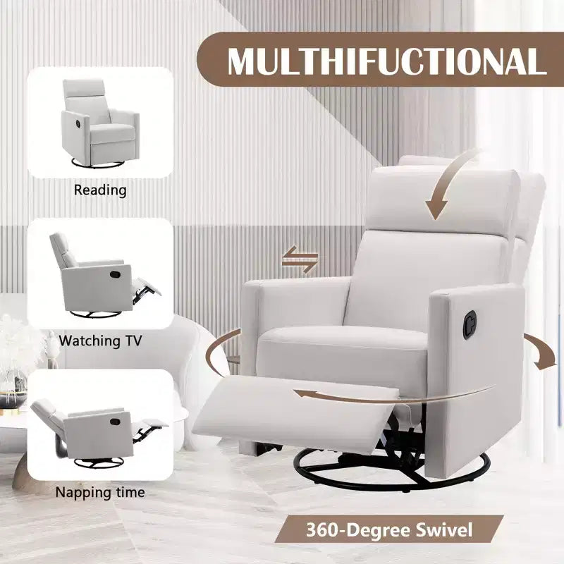 Okak Modern Accent Chairs for Bedroom, Upholstered Rocker Nursery Chair Plush Seating Glider Swivel Recliner Chair