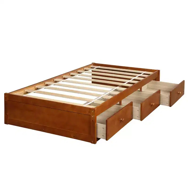 Whisen Twin Size Platform Bed with 3 Drawers