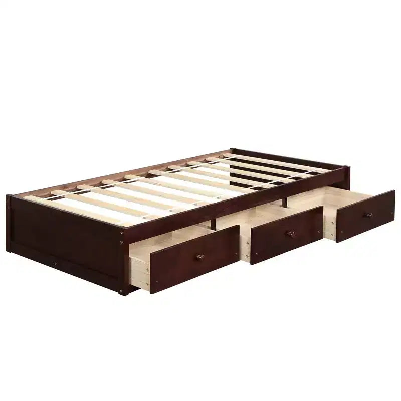 Whisen Twin Size Platform Bed with 3 Drawers