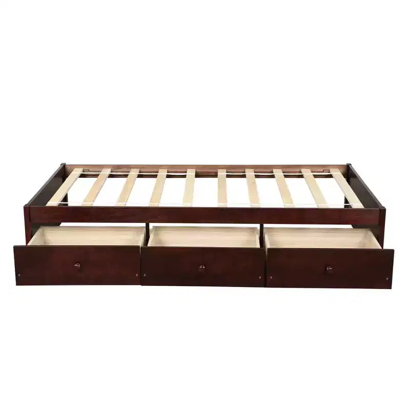 Whisen Twin Size Platform Bed with 3 Drawers