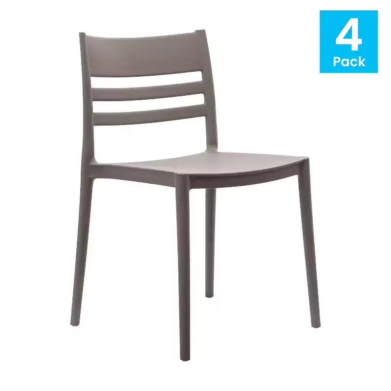 Flash Furniture Bridgeport Set of 4 Indoor-Outdoor Stacking Patio Chair with Slatted Backrest, Commercial All-Weather Resin Chair