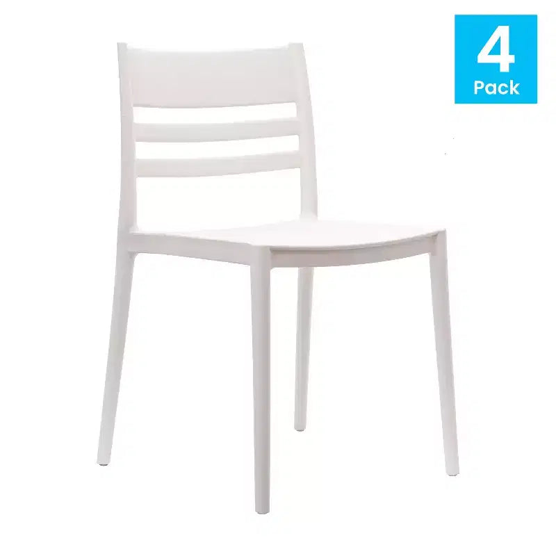 Flash Furniture Bridgeport Set of 4 Indoor-Outdoor Stacking Patio Chair with Slatted Backrest, Commercial All-Weather Resin Chair