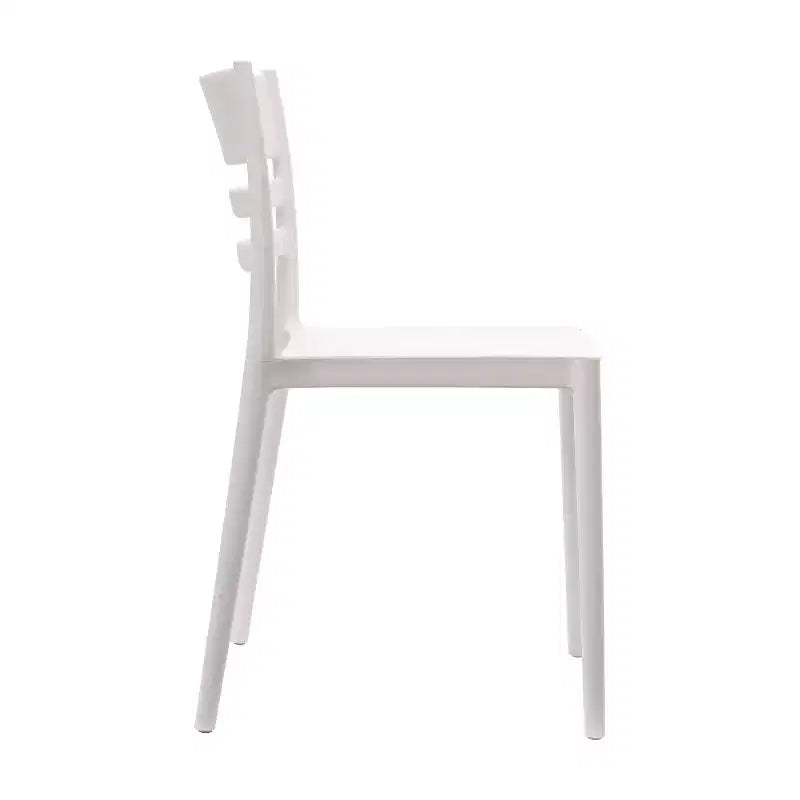 Flash Furniture Bridgeport Set of 4 Indoor-Outdoor Stacking Patio Chair with Slatted Backrest, Commercial All-Weather Resin Chair