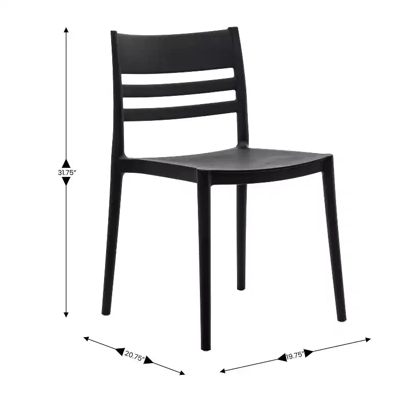 Flash Furniture Bridgeport Set of 4 Indoor-Outdoor Stacking Patio Chair with Slatted Backrest, Commercial All-Weather Resin Chair