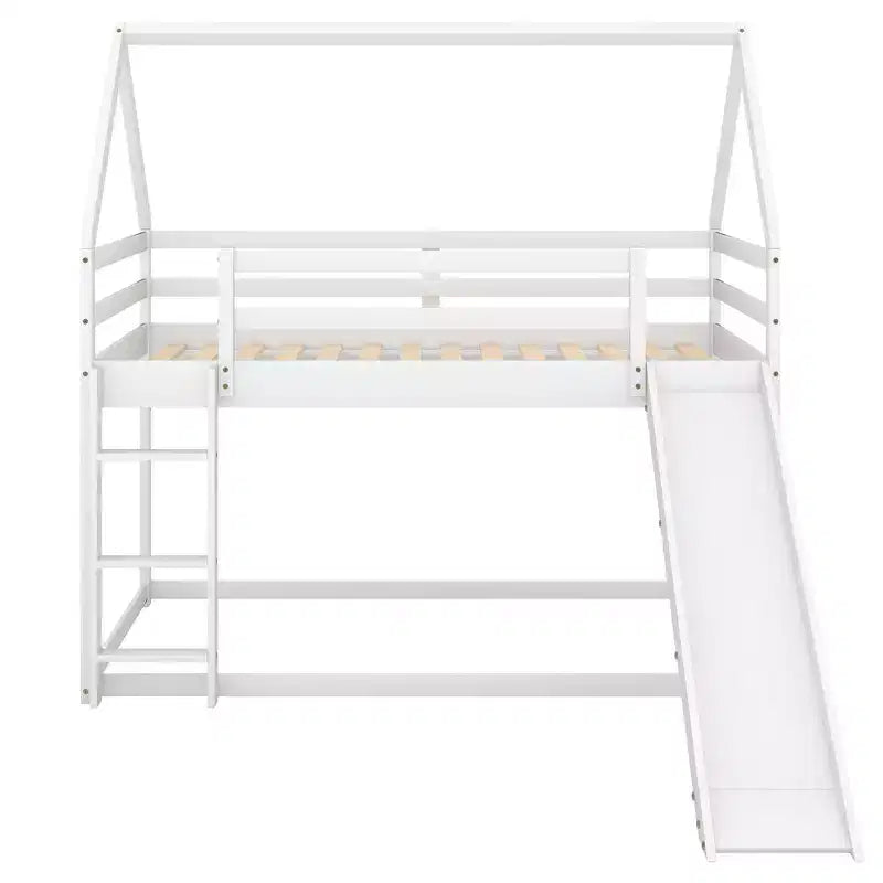 Whisen Twin Size Bunk House Bed with Slide and Ladder