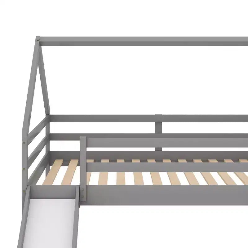 Whisen Twin Size Bunk House Bed with Slide and Ladder